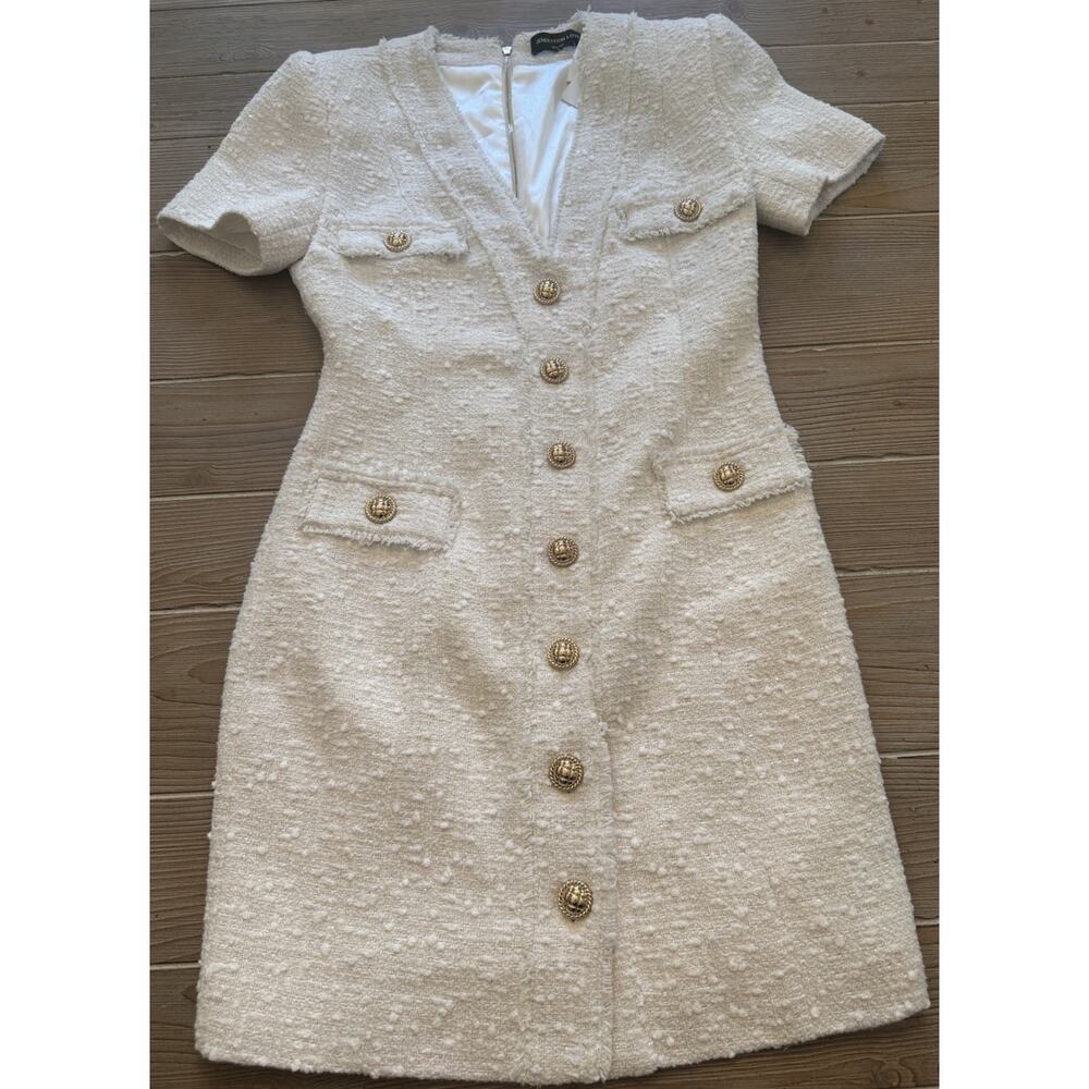 NWT Generation Love Women's Anne Tweed Suit Dress White Cream Size Small S NEW